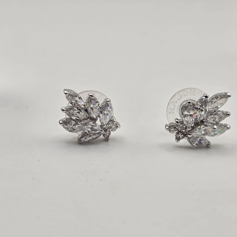 Vintage Designer Nolan Miller Notable Navette Earrings- Sparkling Clear Crystal
